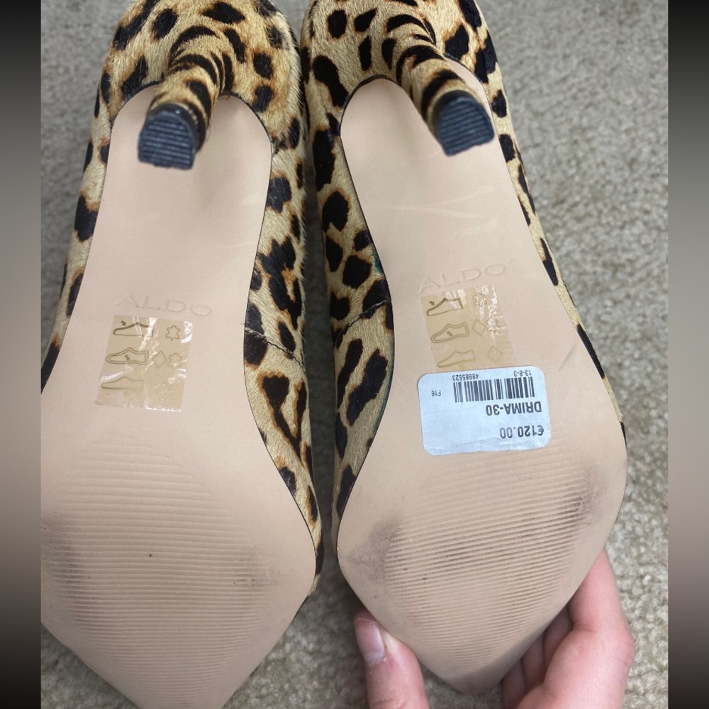 Leopard Print Aldo Boot Heels Size 7 - image 7